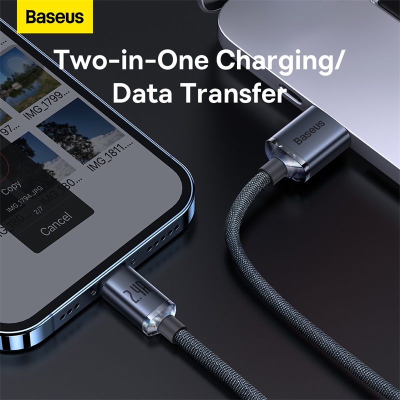 Cáp sạc nhanh, truyền dữ liệu tốc độ cao siêu bền USB to iP Baseus Crystal Shine Series Fast Charging Data Cable Ln 2.4A (Hàng chính hãng)