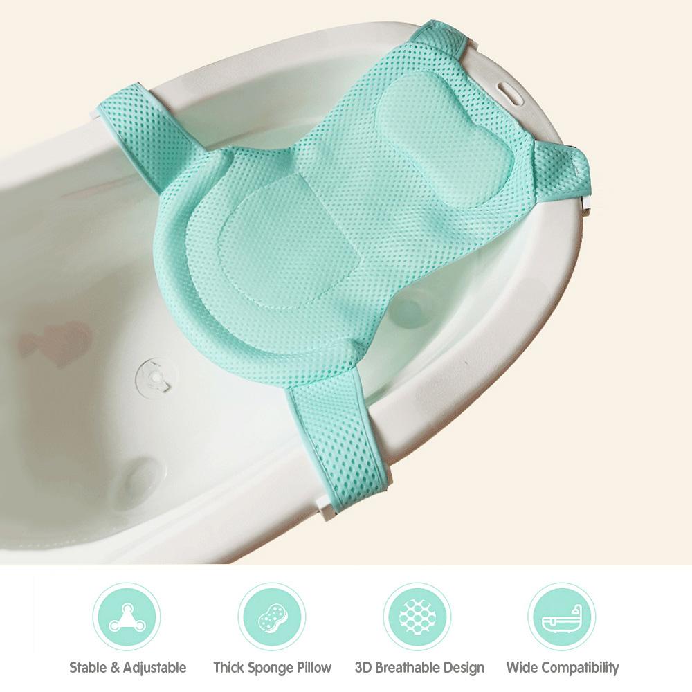 Lưới tắm bảo vệ đầu trẻ em có 4 khóa đa năng chống trơn trượt làm bằng vải thoáng khí