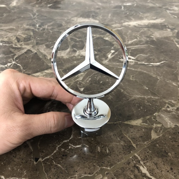 Logo nắp capo đầu xe ô tô Mercedes, loại hàng cao cấp - Chất liệu: Hợp kim mạ crom