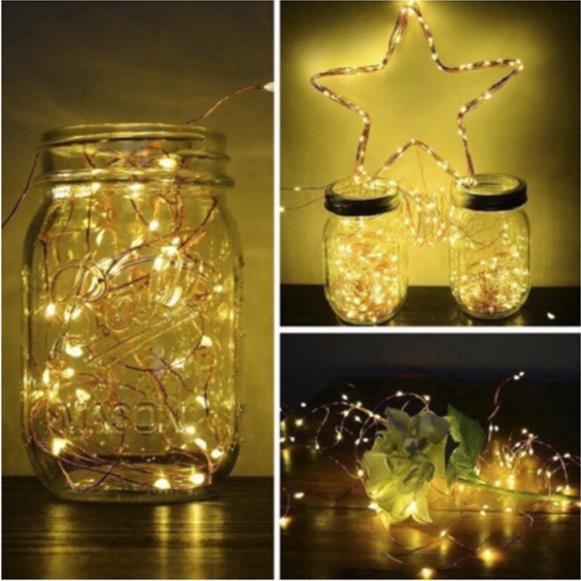 Dây đèn Led fairylight ,dây đèn đom đóm 2mét, 3 mét dùng pin AA, pin cúc áo