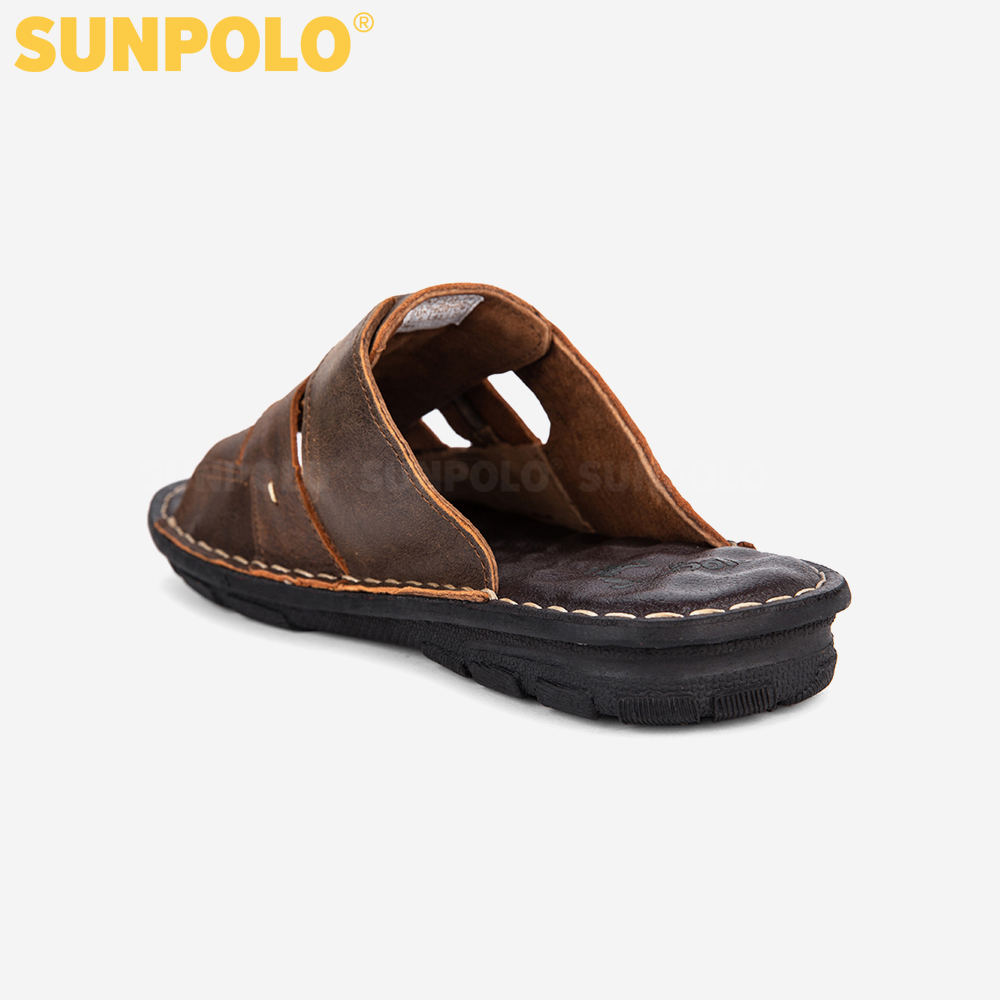 Dép Nam, Dép Quai Ngang Da Bò SUNPOLO AQN013 Mềm mại