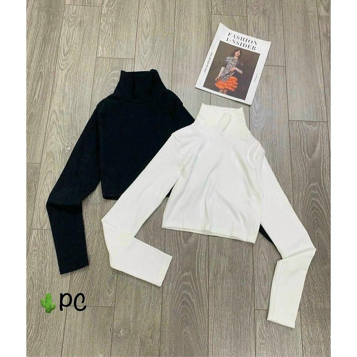 Áo cổ lọ tay dài - Form CỔ LỌ CROPTOP - Thun Gân dày, co giãn tốt