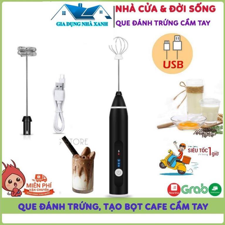 Máy Đánh Trứng, Que Tạo Bọt Cà Phê Cầm Tay Chạy Điện Sạc USB 3 Tốc Độ Siêu Tiện Lợi, Bảo Hành 6 Tháng