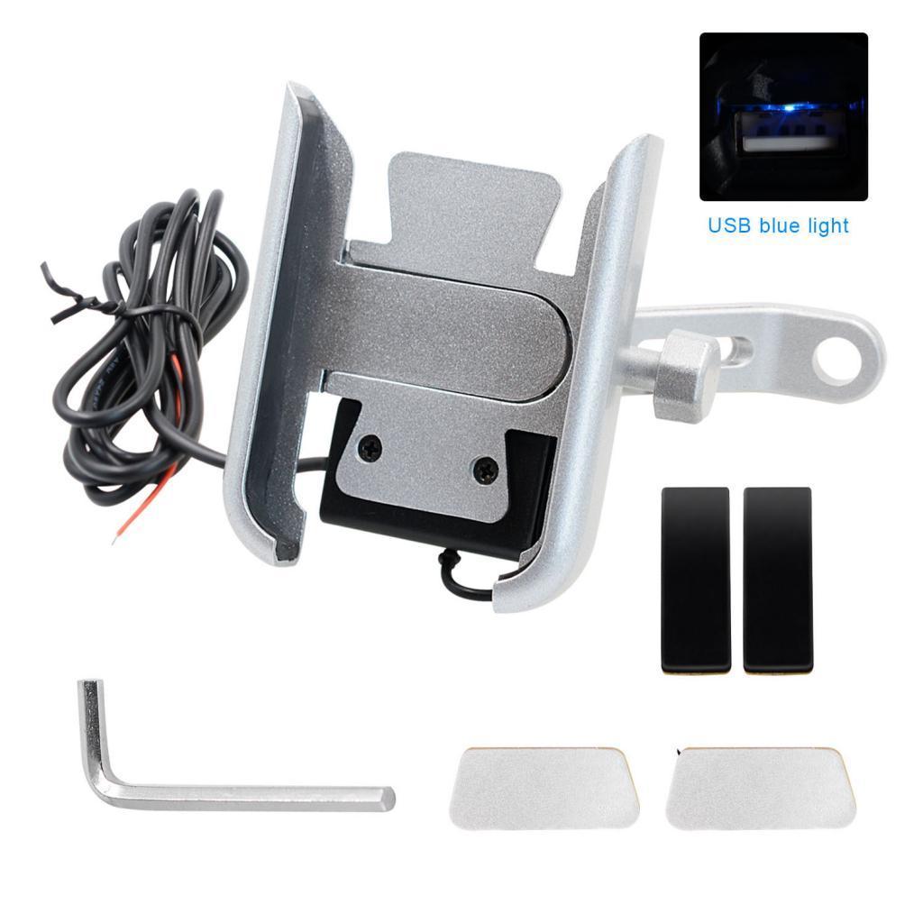 Universal Motorcycle Scooter Phone Mount Holder USB Charger for 4" - 6.5"