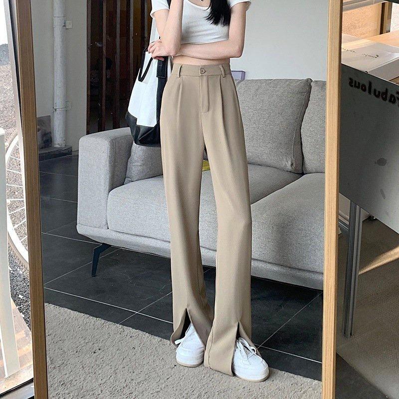 Quần ống rộng nữ cạp lưng cao 1 cúc dáng dài ống sẻ , chất liệu co giãn nhẹ nhàng thích hợp đi học , đi làm MS: 3
