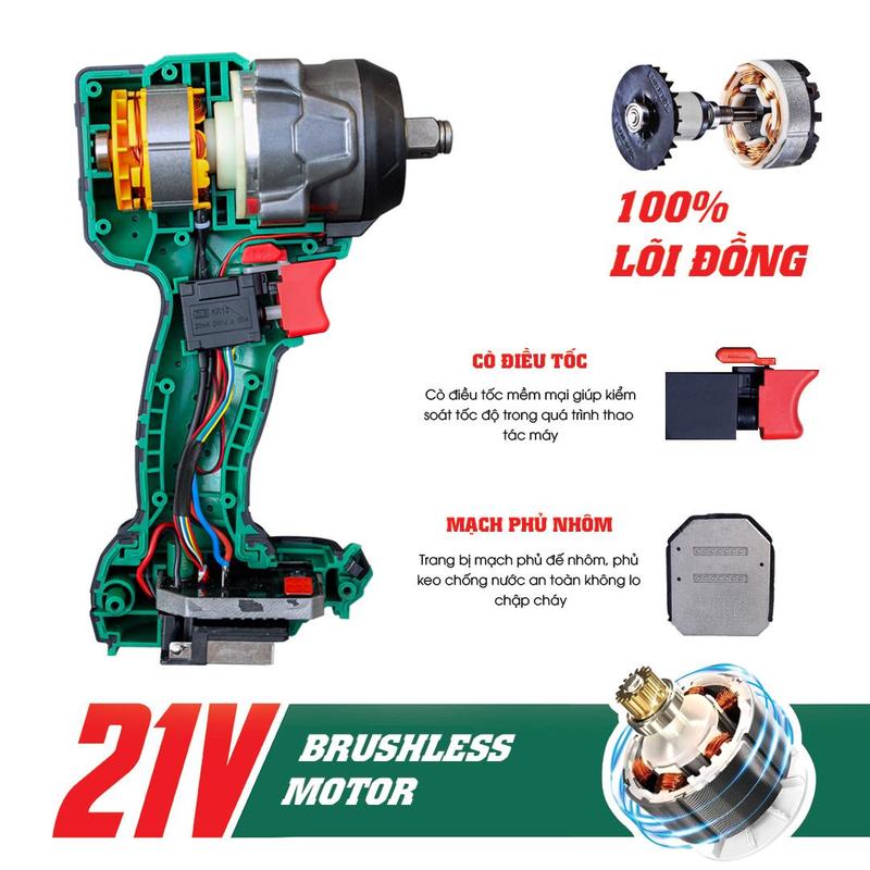 Máy Siết Bulong Workfix 470N.m - Đa Năng 2 In 1 - WF-IW470N - Motor Brushless - Chân Pin Phổ Thông 2 Pin 21V/4Ah - Bảo Hành Chính Hãg 6 thang