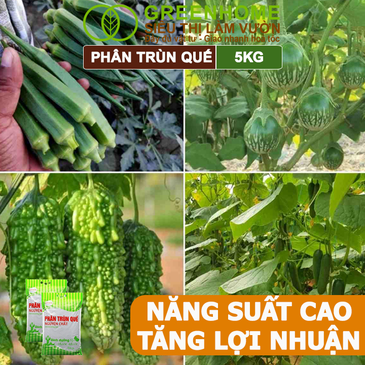 Phân Trùn Quế Greenhome, Lavamix, Bao 5kg, Nguyên Chất, Bổ Sung Dinh Dưỡng, Cải Tạo Đất, Bón Rau