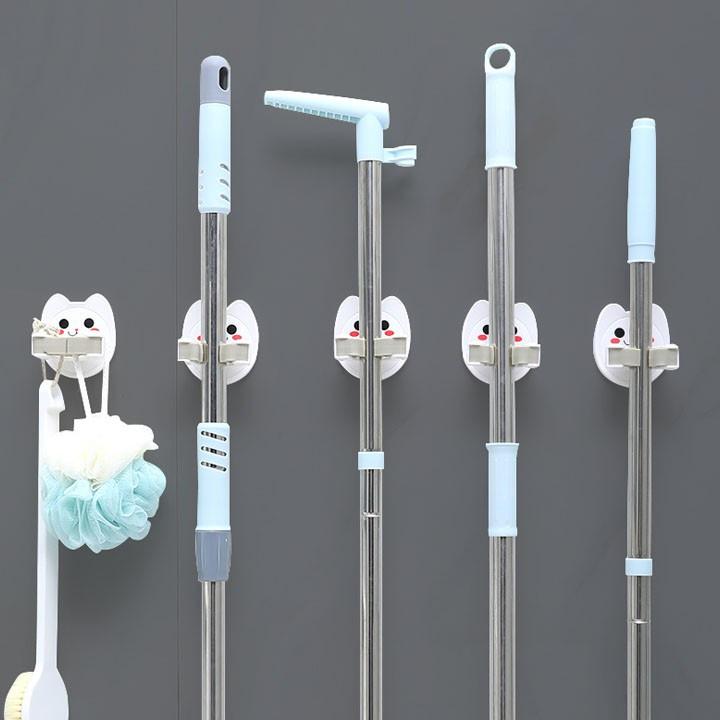 Móc kẹp chổi dán tường , móc treo cây lau nhà chịu lực 6kg