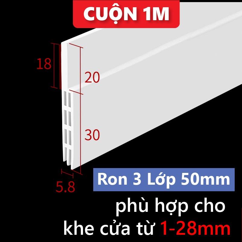 Thanh chặn khe hở cửa ra vào - Ron cao su dán chân cửa dày 5mm, gồm 3 lớp, chống côn trùng, khói bụi R3L