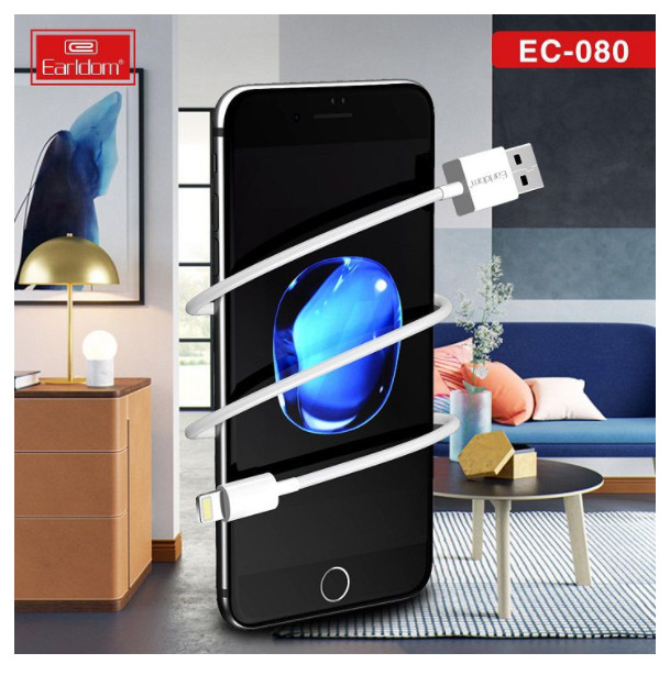 EARLDOM Lightning Cáp sạc nhanh 5A cho Iphone/Ipad độ bền cao, màu trắng, dài 1M, tiết kiệm thời gian sạc, ổn định, an toàn - Hàng Chính Hãng