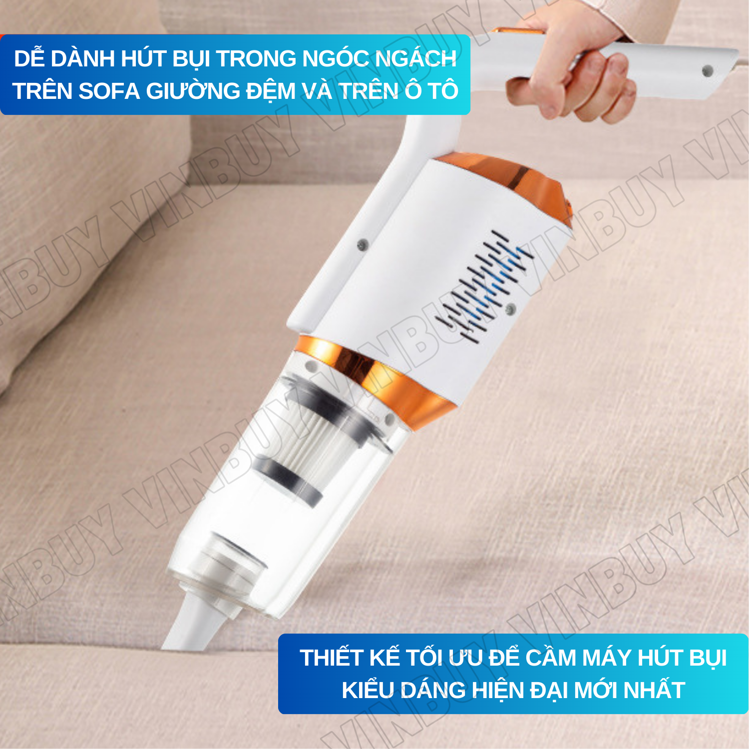 Máy hút bụi cầm tay không dây gia đình, oto, sử dụng pin sạc, vacuum cleaner đa năng, công suất siêu mạnh 18000PA - Hàng chính hãng - VinBuy