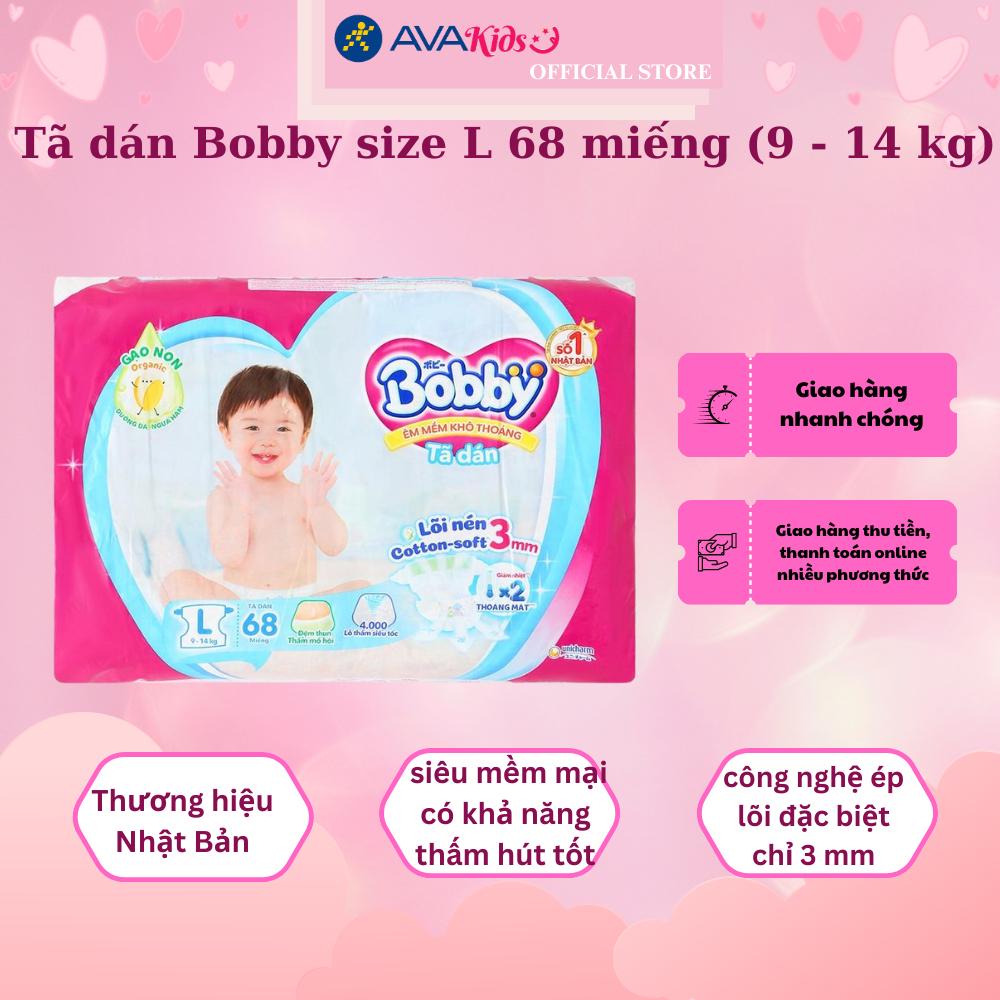 Tã dán Bobby size L 68 miếng (9 - 14 kg)