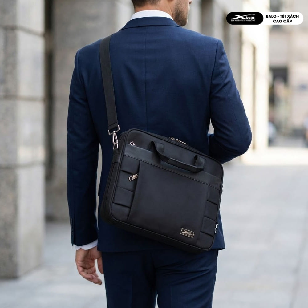 Cặp Doanh Nhân Xbags Expand Pro XB4002 Màu Đen Cao Cấp, Chống Nước, Nhiều Ngăn, Đựng Được Laptop 17 Inch, Có Khóa Nới Rộng, Sang Trọng!