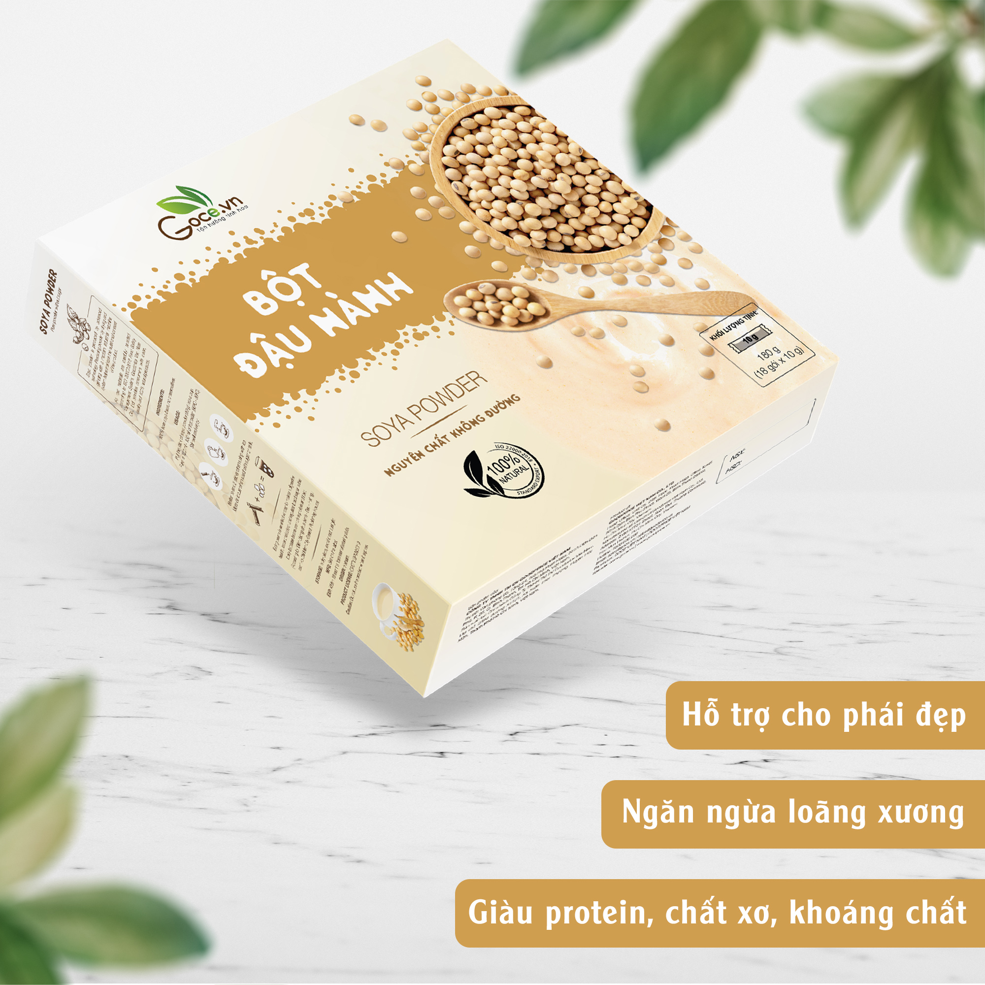 Bột đậu nành nguyên chất Goce - 180g (18 gói x 10g)