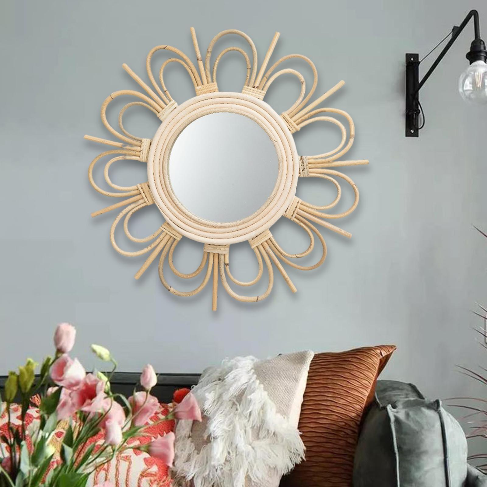 Handmade Rattan Decorative Wall Mirror Photography  Mirror for Entryway Apartment