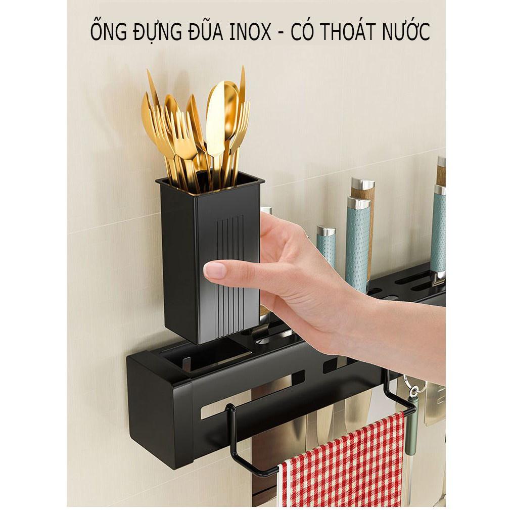 Giá cài dao thớt Kệ treo đa năng, cắm dao kéo, ống đũa và phơi khăn tay, Tặng kèm bộ móc treo inox