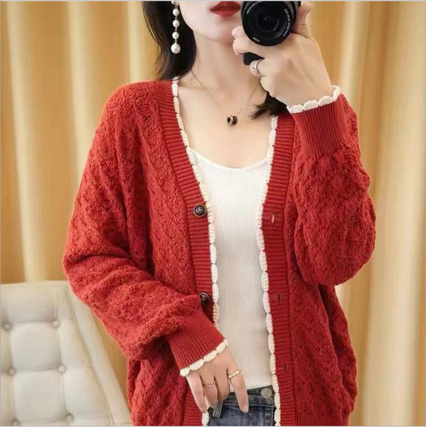 Áo khoác cardigan len phối ren ấm áp DV02