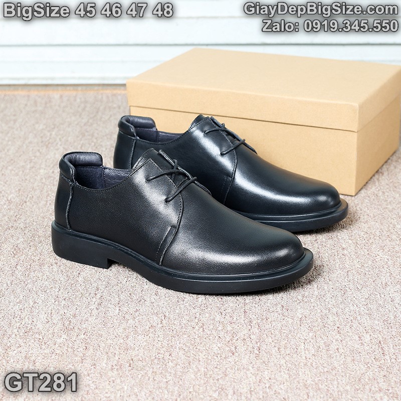 Giày tây công sở (da thật, đế mềm êm, mũi tròn) cỡ lớn 45 46 47 48 cho nam chân to. Big size leather shoes for wide feet