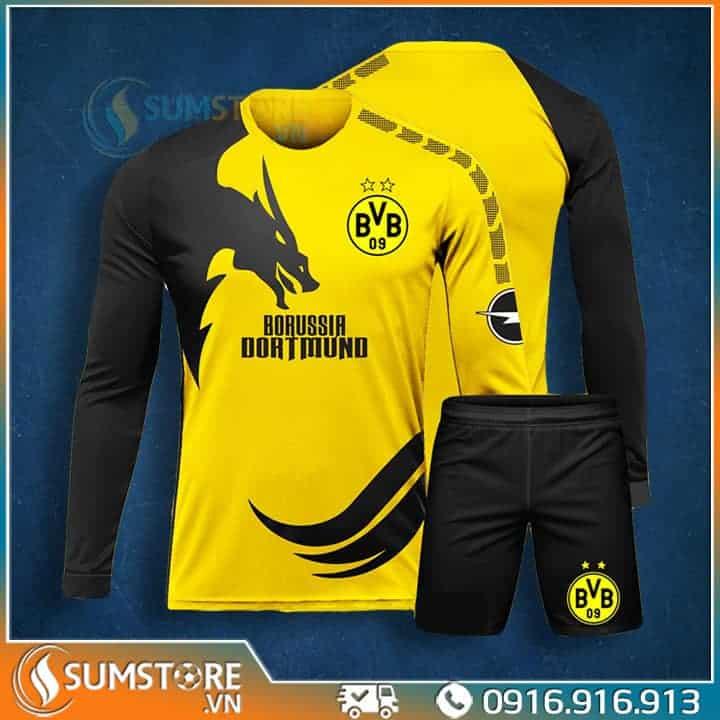 Áo Bóng Đá Dortmund Rổng Vàng Dài Tay - Đồ Đá Banh Độc L:ạ Tay Dài 2021 2022