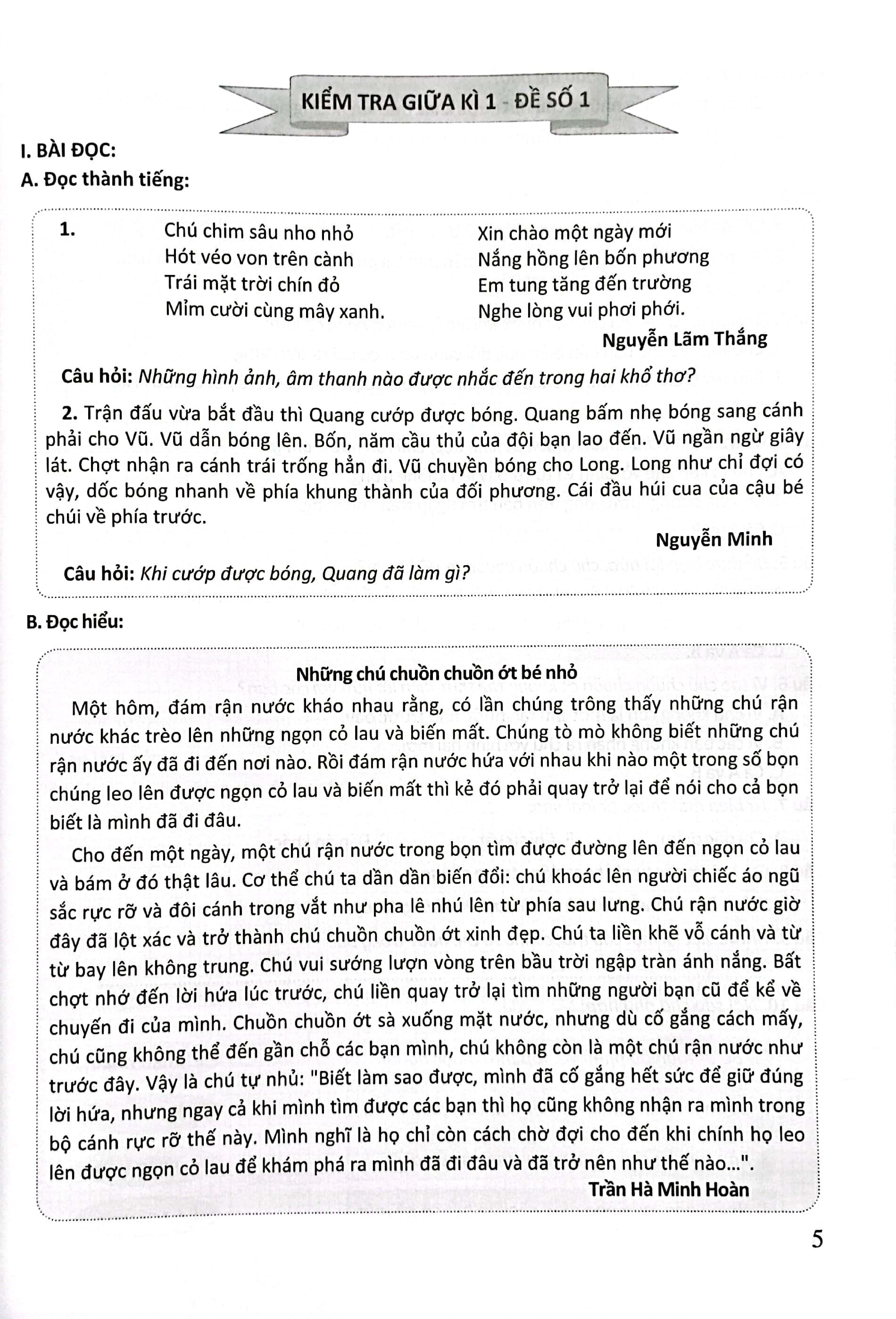 Bộ Đề Kiểm Tra Tiếng Việt Lớp 3