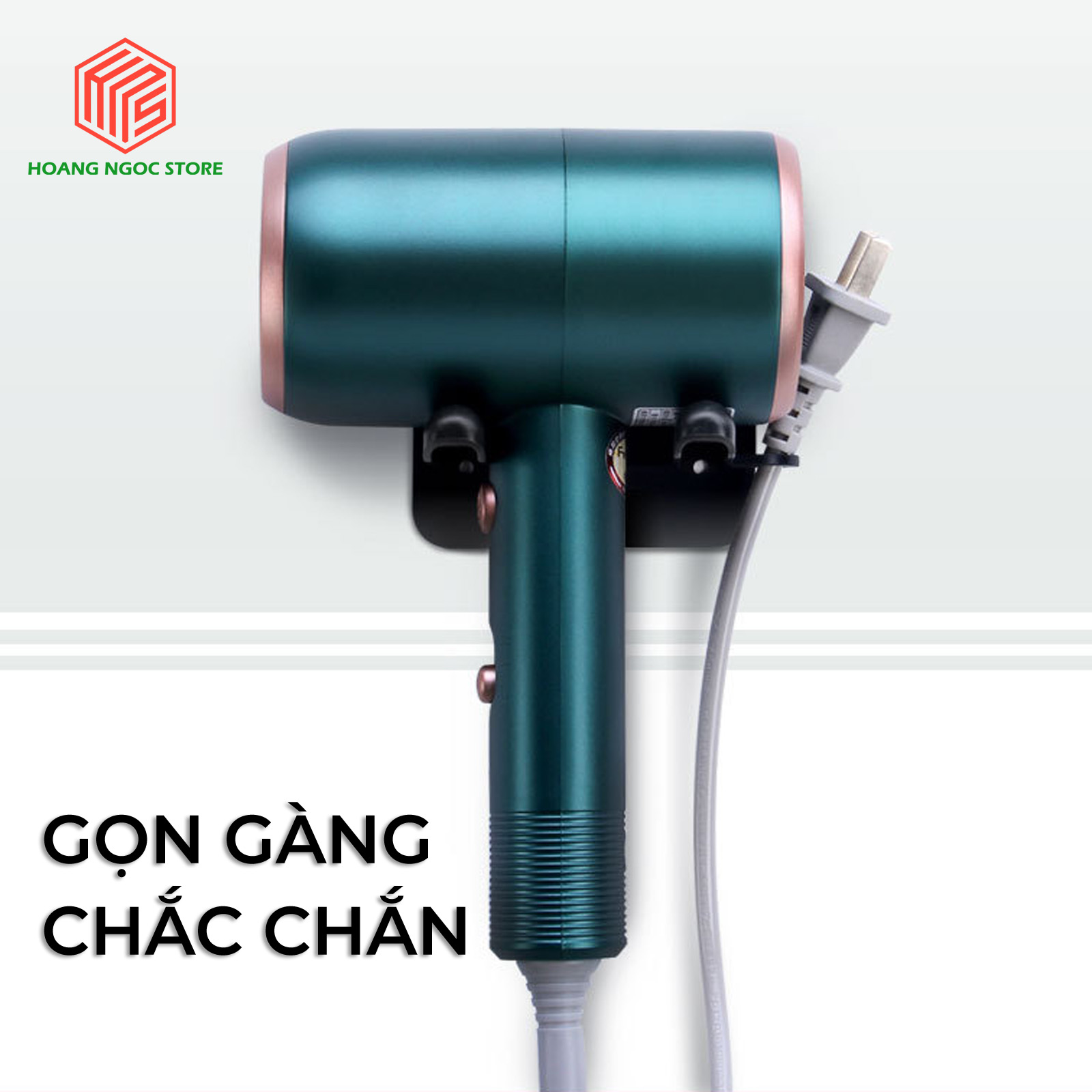Giá treo máy sấy tóc dùng băng keo, lắp đặt dễ dàng, đa năng, phù hợp với nhiều loại máy