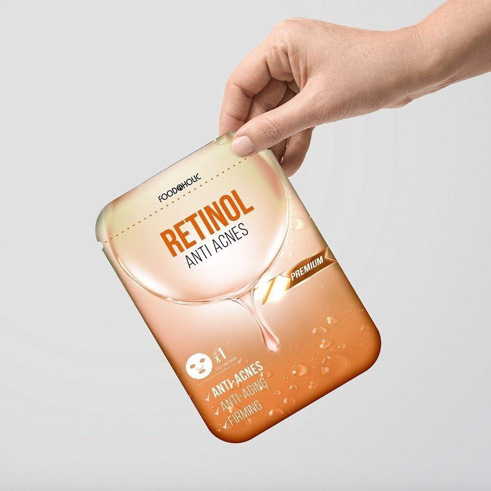 Combo 10 Mặt nạ ngừa mụn, tái tạo da Foodaholic Retinol Anti Acnes Mask 23ml x 10 - RETINOL