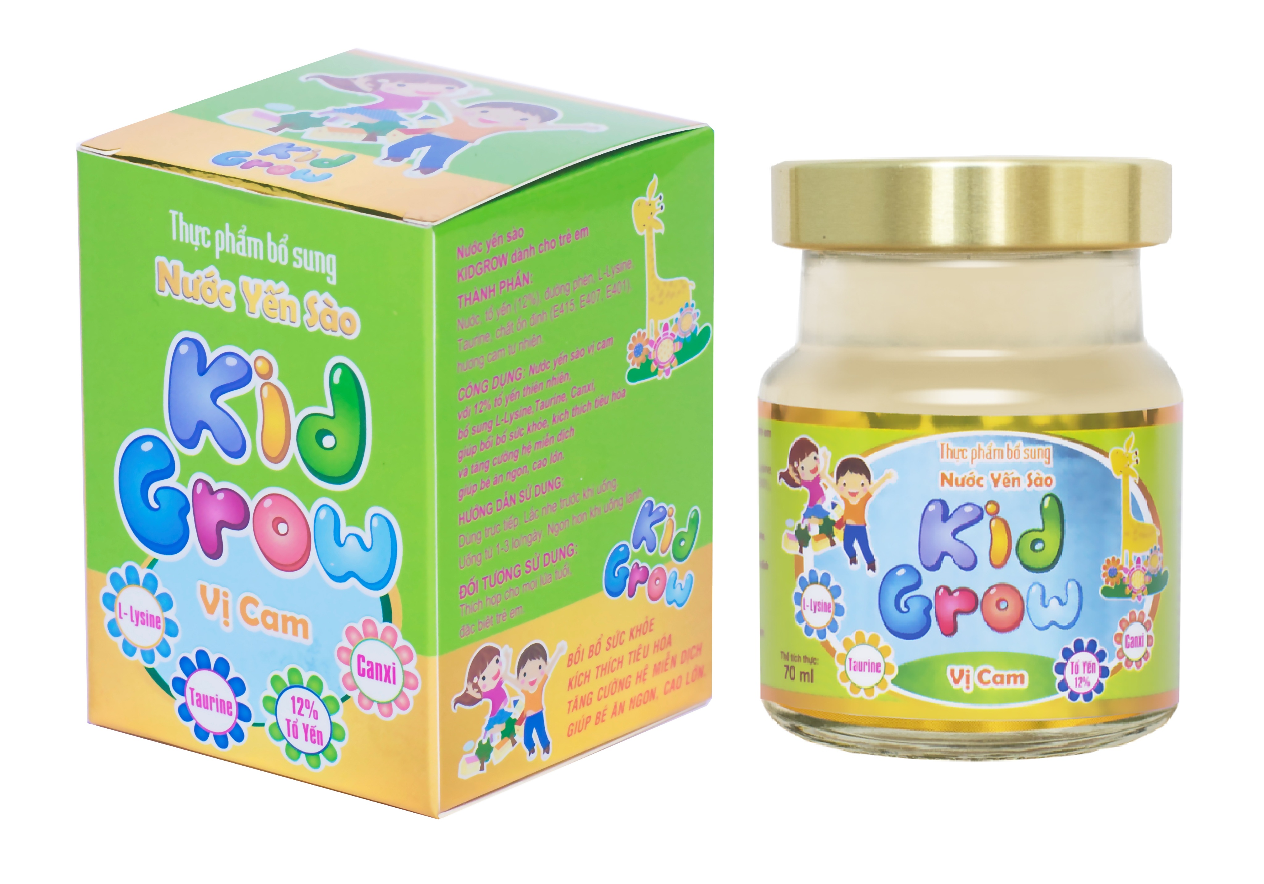 Nước yến sào 12% Tổ Yến KIDGROW Hương Cam Khánh Hòa Nutrition - Hộp 70ml