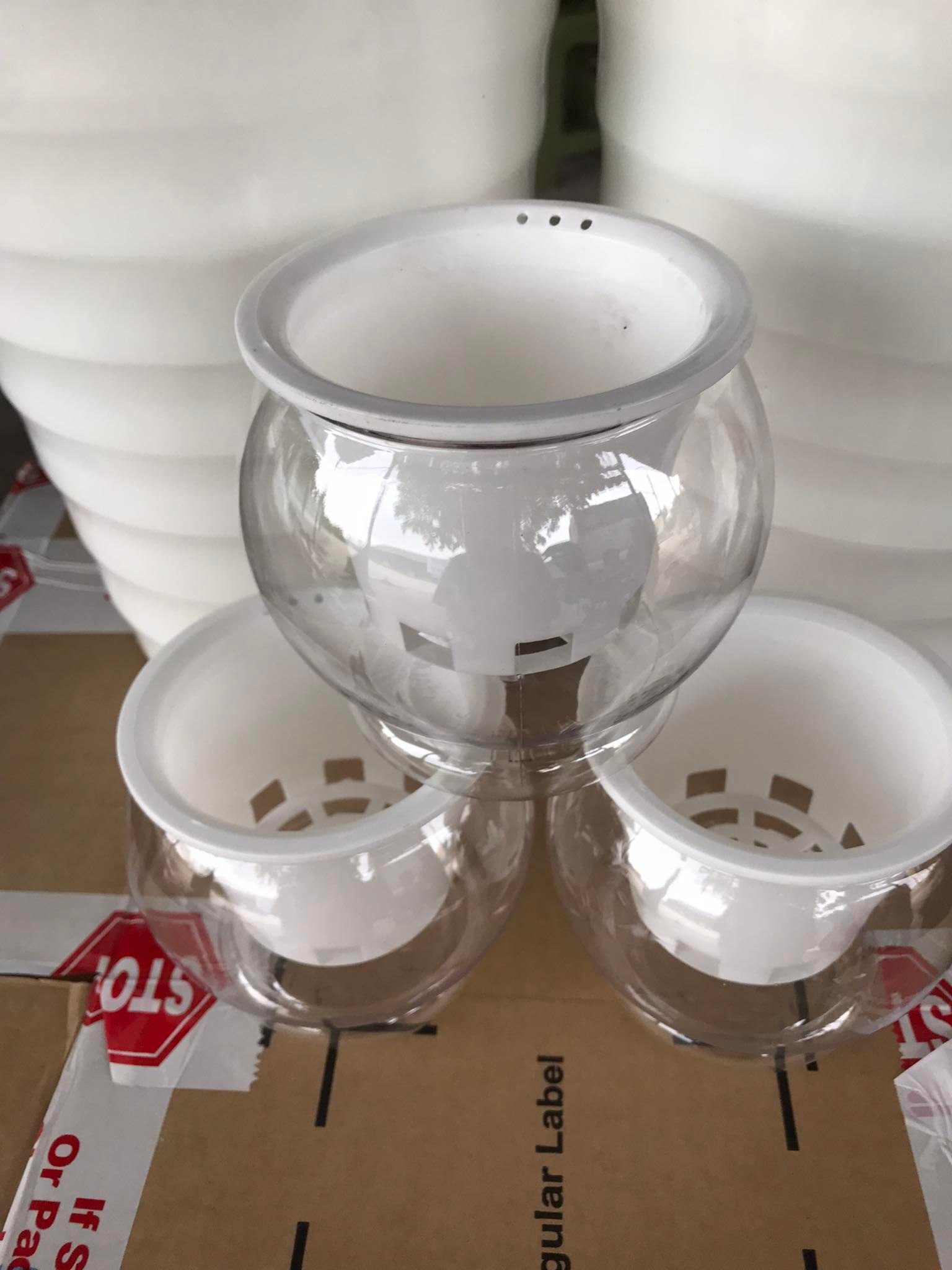 3 Chậu nhựa trồng cây thủy sinh - thủy canh- bằng nhựa trong suốt