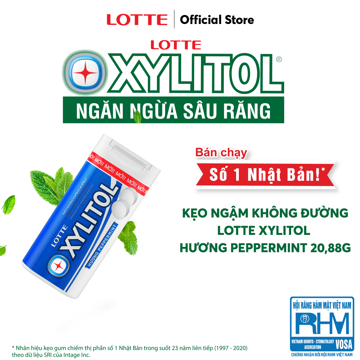 Kẹo ngậm không đường Lotte Xylitol - hương Peppermint 20,88 g