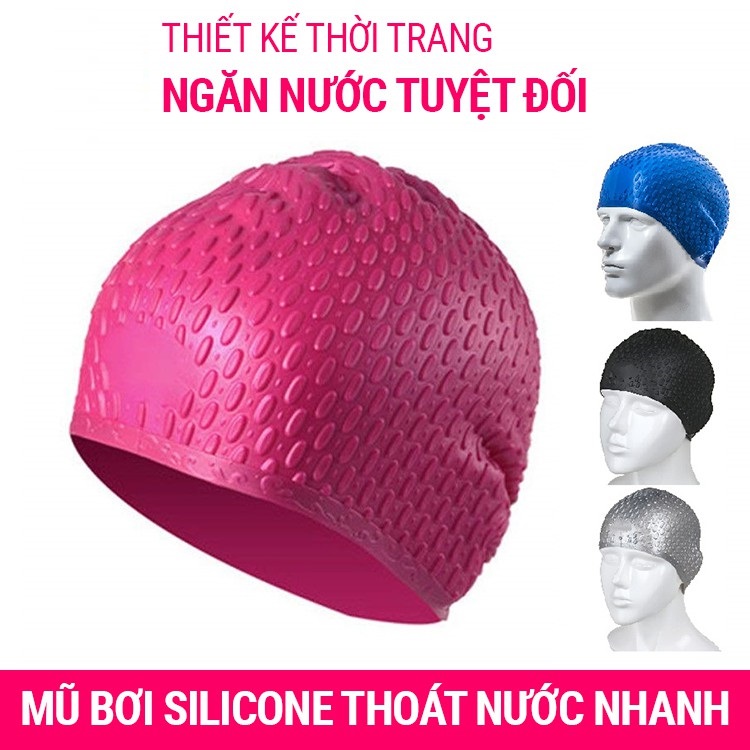 Mũ Bơi Người Lớn, Trẻ Em Silicone Siêu Co Giãn – Chọn Màu, Siêu Bền, Siêu Mềm, Chống Thấm Nước Loại Có Gai - Hàng Chính Hãng dododios