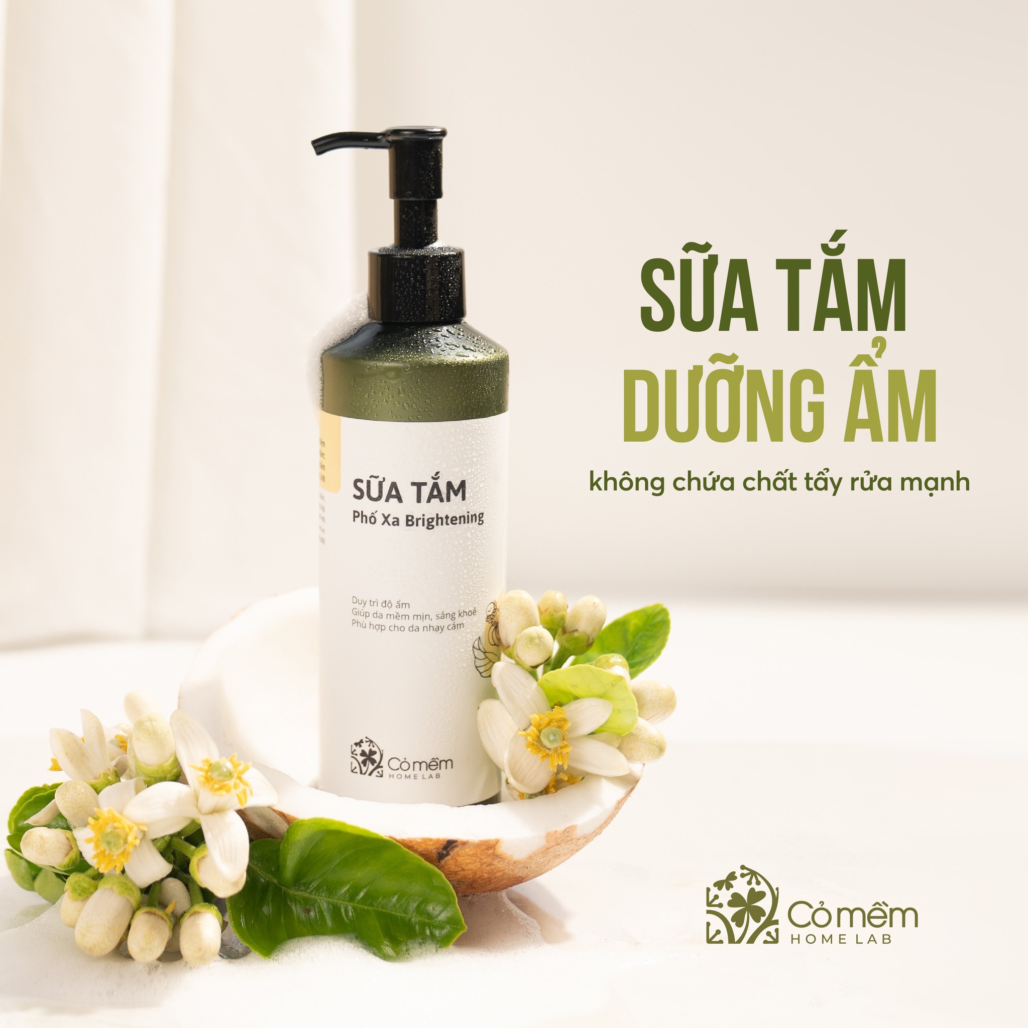 Sữa tắm Bồ Hòn Phố Xa Hương Hoa Bưởi Dưỡng Ẩm Sáng Da Cỏ Mềm 250g