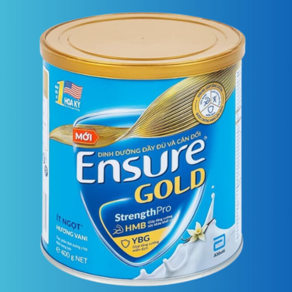 Thực phẩm dinh dưỡng y học: Ensure Gold hương vani ít ngọt 380g/400g