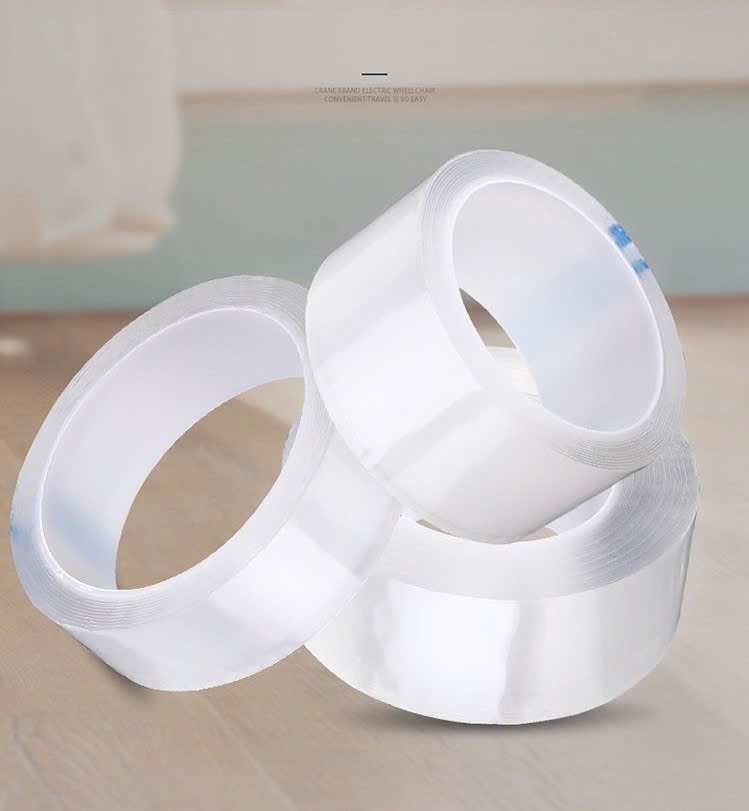 Cuộn băng keo trong suốt đa năng dán siêu dính trên mọi bề mặt, keo nano 2 mặt chống thấm tiện lợi dài 3cmx5m Cuộn keo chống thấm nhà bếp trong suốt