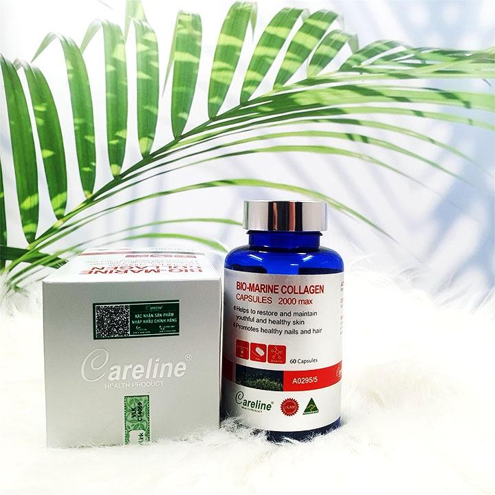 Viên uống đẹp da móng tóc Careline Bio-Marine Collagen capsules 2000max giảm nếp nhăn và sạm nám