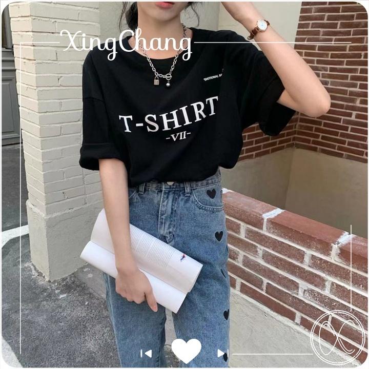 Áo phông nữ form rộng tay lỡ, Áo phông hè chất mịn đẹp nữ tính in T-Shirt mã TLW.28