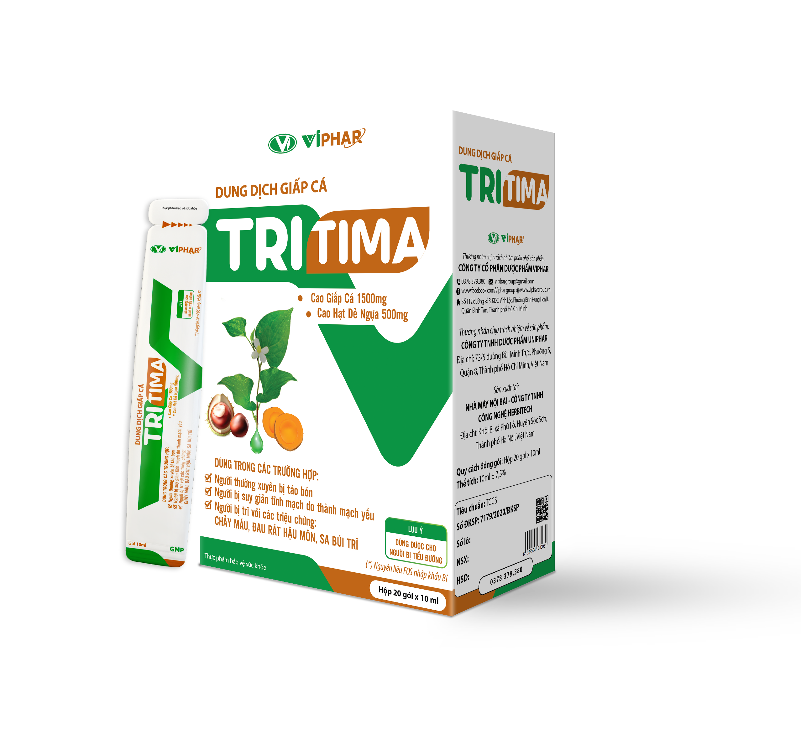 Dung dịch giấp cá Tritima- Hổ trợ cải thiện các triệu chứng của Trĩ, hổ trợ táo bón. Hộp 20 gói