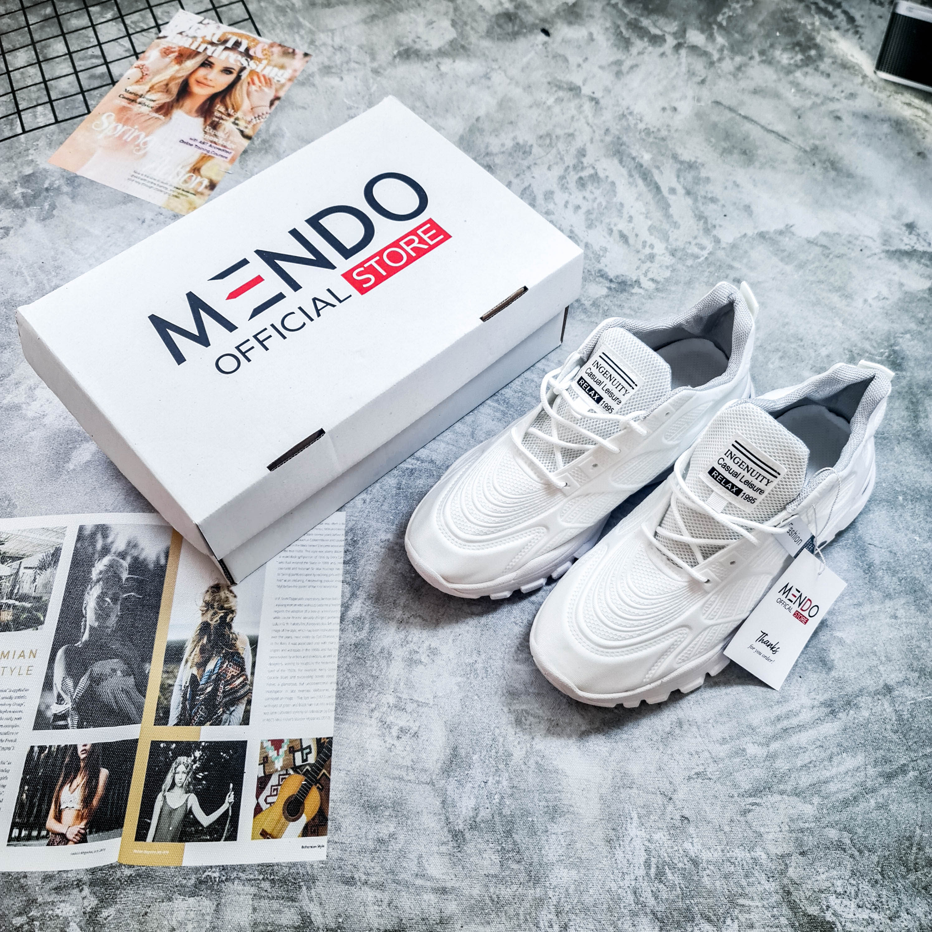 Giày Thể Thao Nam MENDO - Giày Sneaker Màu Trắng - Đen, Mẫu Mới Hot Trend 2022 - G5316