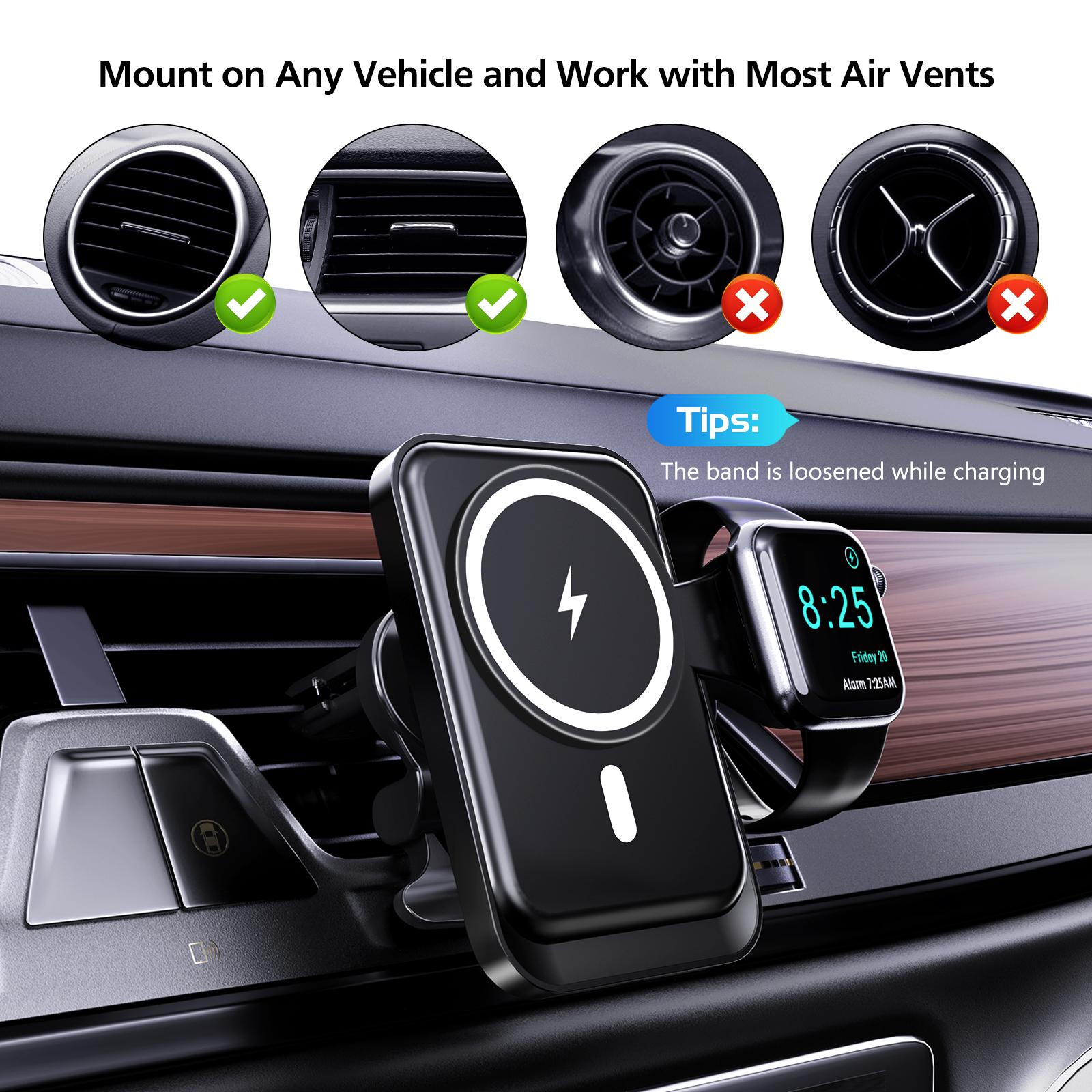 3 trong 1 Bộ sạc không dây từ tính nhanh cho bộ sạc xe hơi 15W cho Apple Watch 6/5/4 cho iPhone 12 13Pro Sạc không dây Max Max