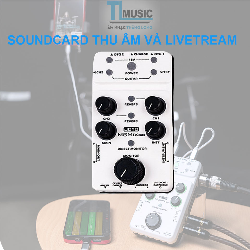 JOYO MOMIX PRO Soundcard âm thanh guitar dùng thu âm và livestream- Hàng Chính Hãng