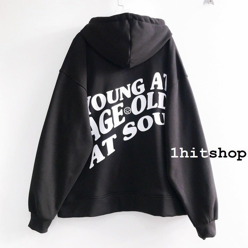 Áo khoác Hoodie Nam Nữ , Áo Khoác Dây Kéo Có Nón RỘng In YOUNG Basic Unisex