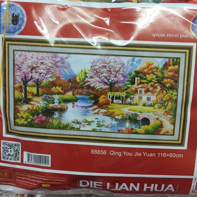 Tranh thêu chữ thập 3D Phong Cảnh (116*60cm) chưa thêu