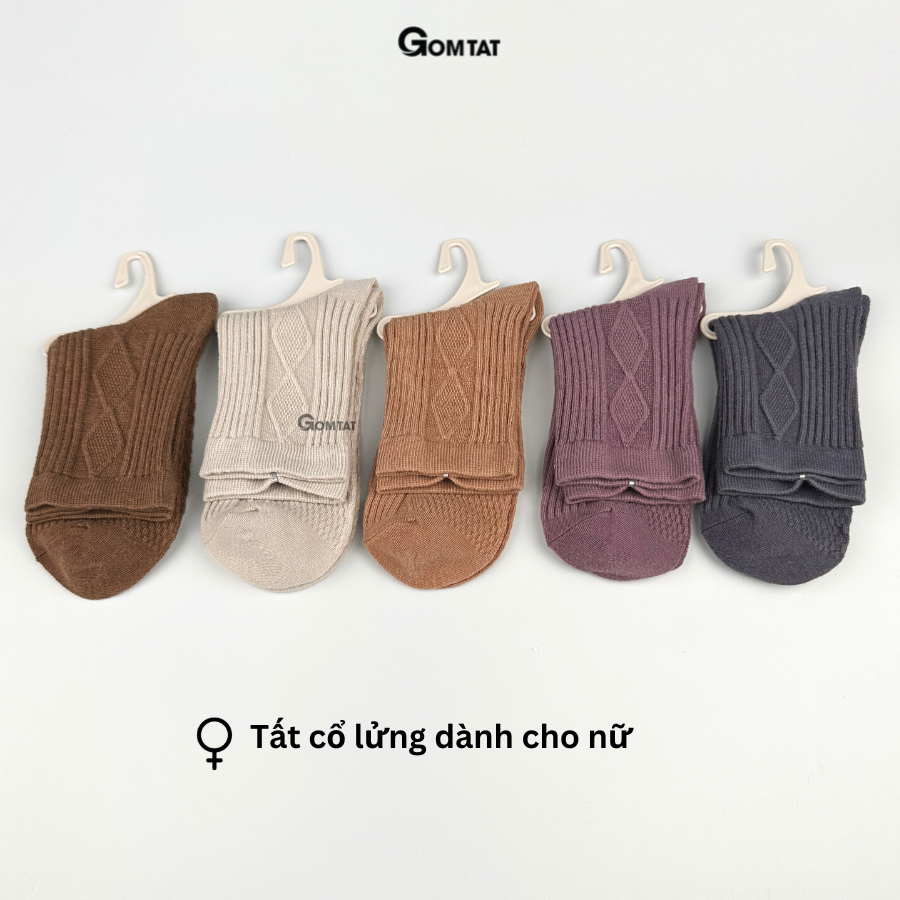 Set 5 đôi tất vớ nữ cổ lửng GOMTAT họa tiết gân chìm chất liệu cotton cao cấp thoáng khí - LISU27-LUNGNU