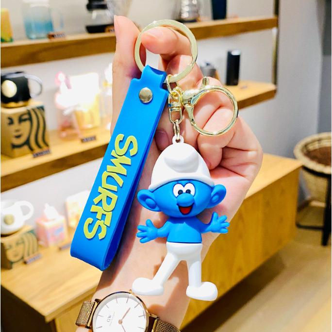 Móc khóa Xì trum Smurf-Lele hoạt hình PVC loại tốt 7.2cm