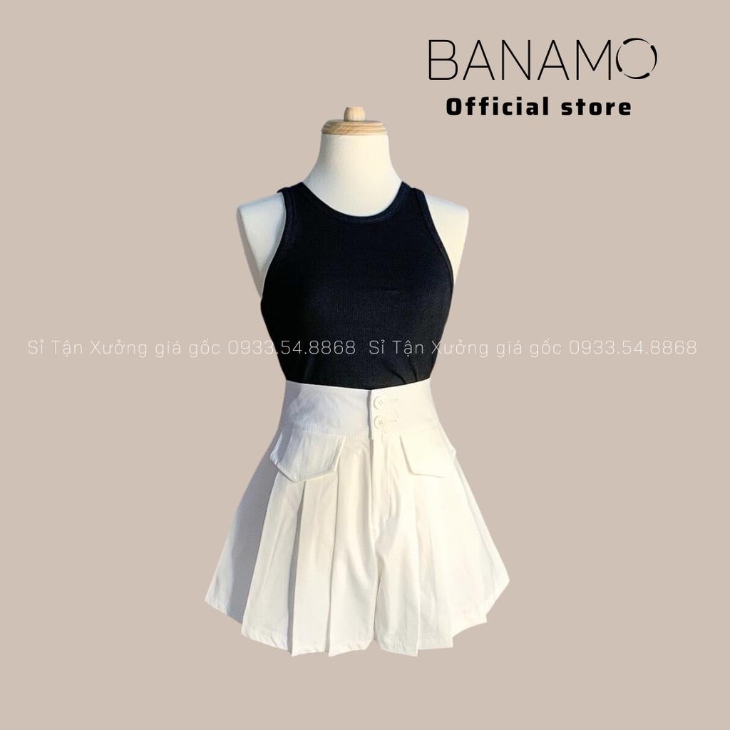 Quần short nữ túi nắp 2 khuy hàng thiết kế siêu đẹp thời trang Banamo Fashion short nữ túi nắp 2 khuy chất kaki 682