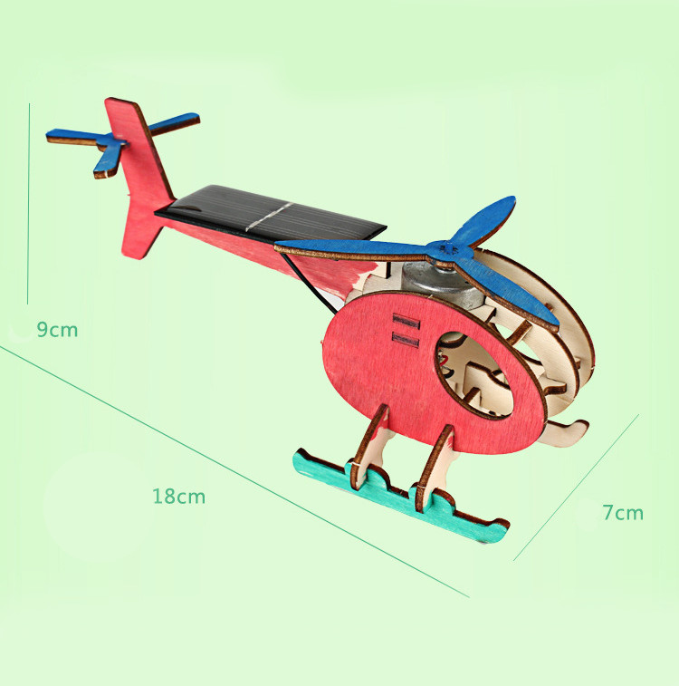 Bộ đồ chơi khoa học tự làm máy bay trực thăng chạy năng lượng mặt trời bằng gỗ – DIY Wood Steam