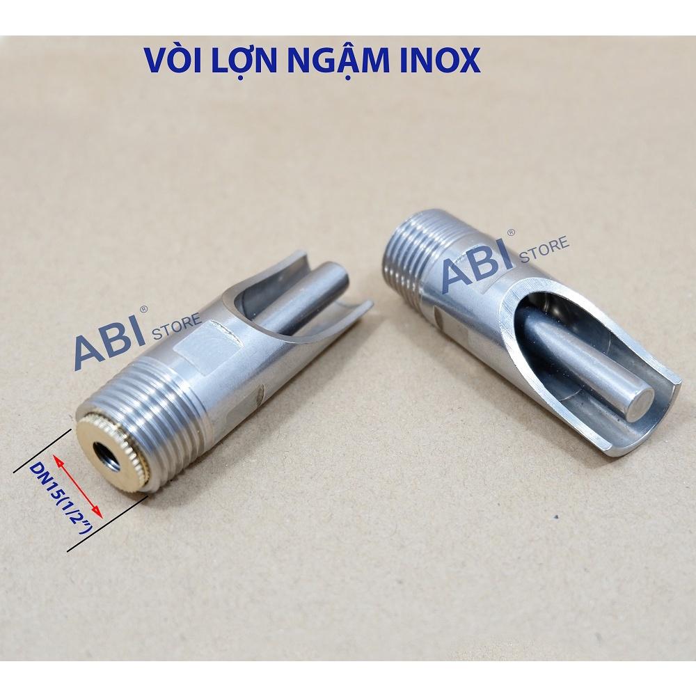 Vòi lợn inox dày đẹp, vòi uống nước cho heo tự động (bú lợn, núm uống inox