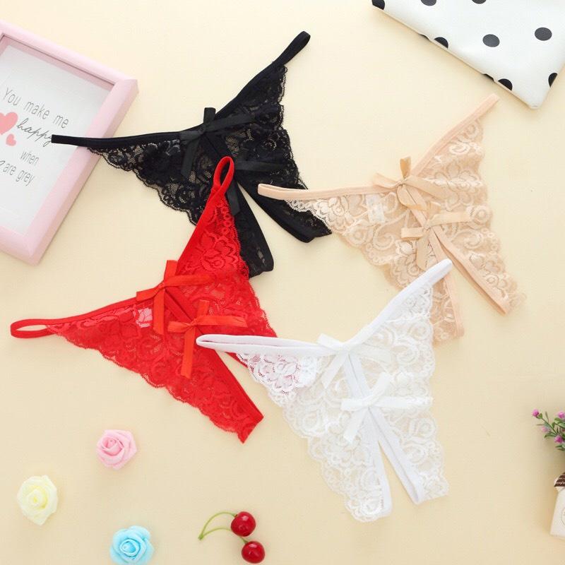 Quần lót ren sexy lọt khe đính nơ BT4343