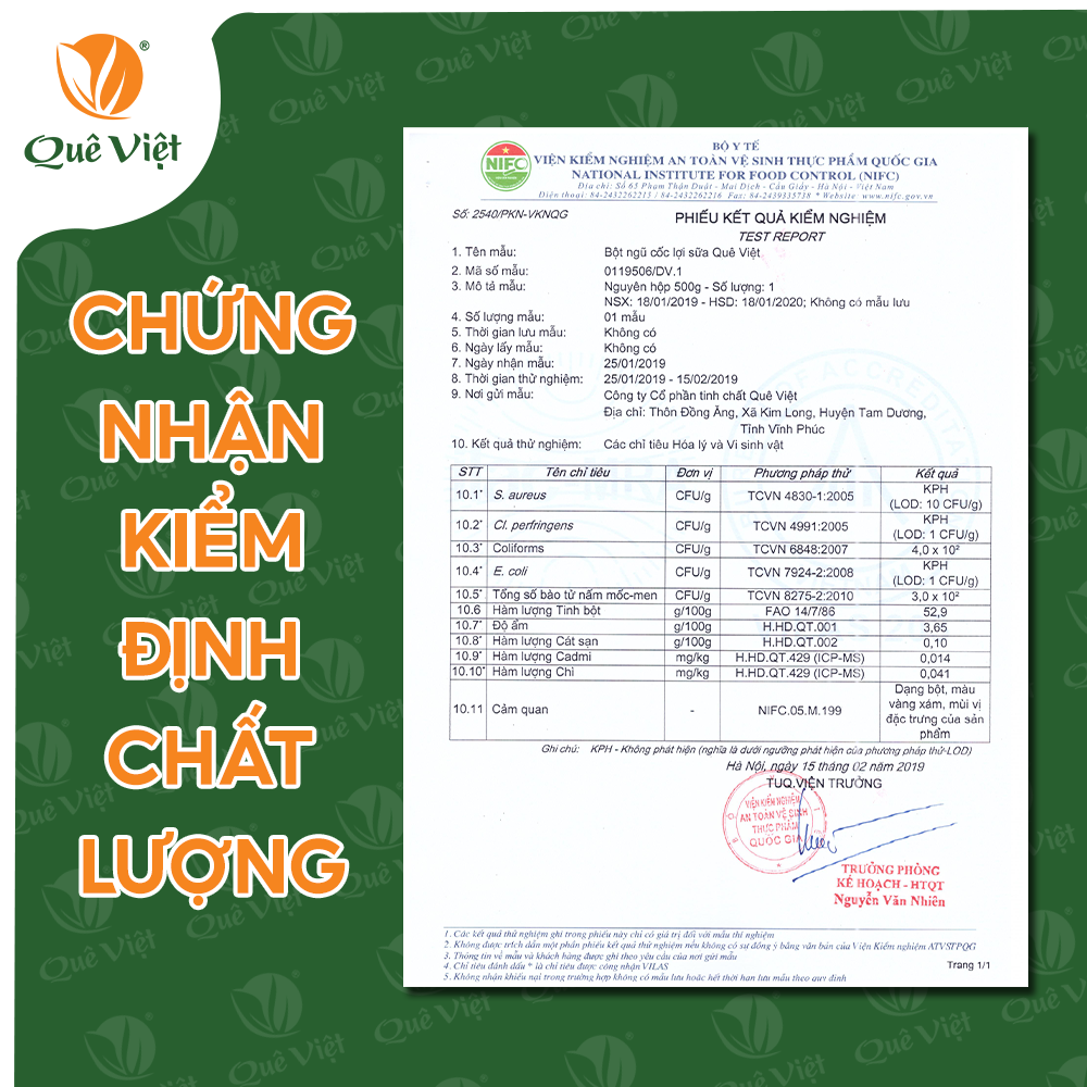 Ngũ cốc lợi sữa Quê Việt 100% nguyên liệu hữu cơ, sữa về nhiều, nhanh, bổ sung dinh dưỡng cho bé gói 100gr