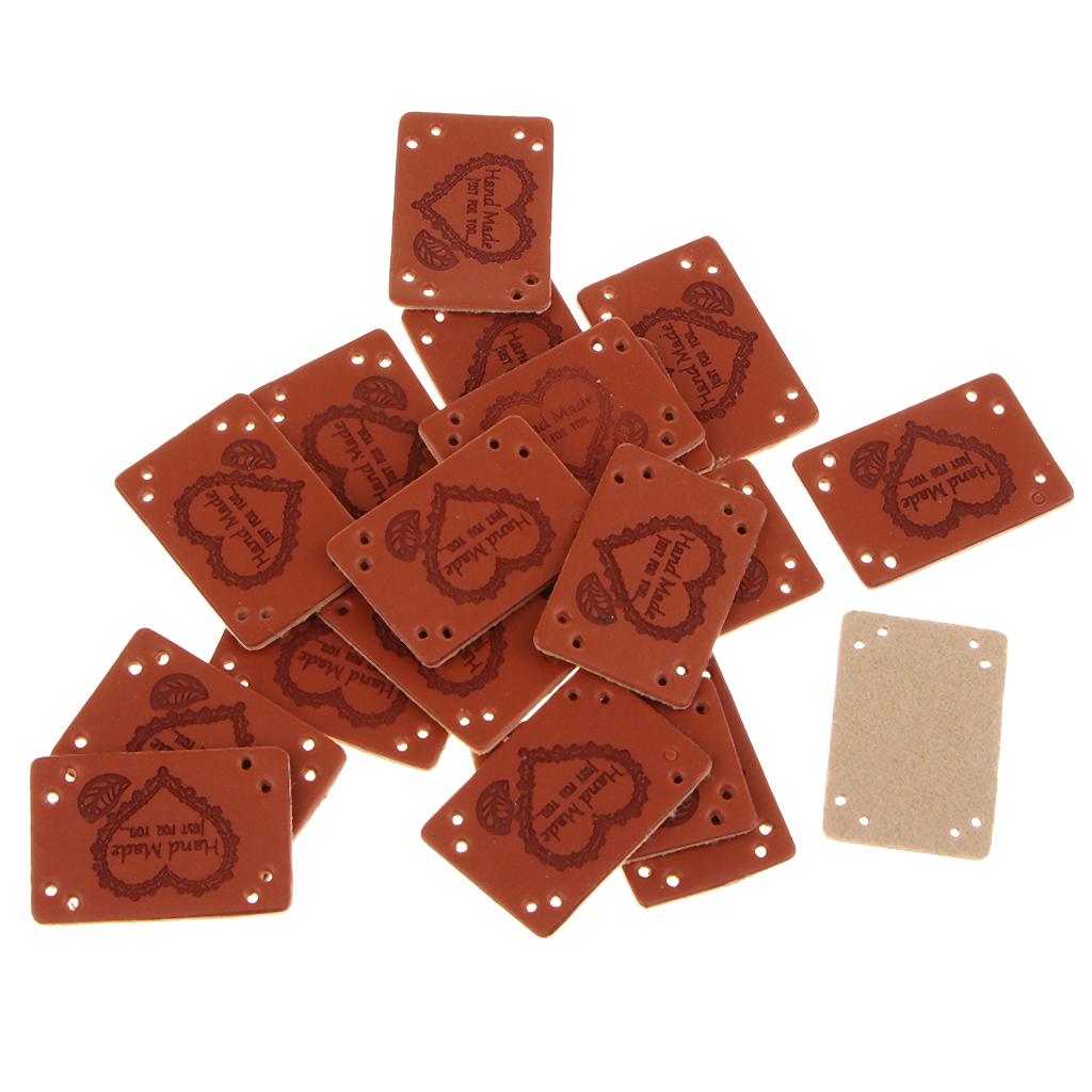 20 Miếng PU Leather Nhãn Handmade Tag Nhãn Embellishments Đồ Trang Trí