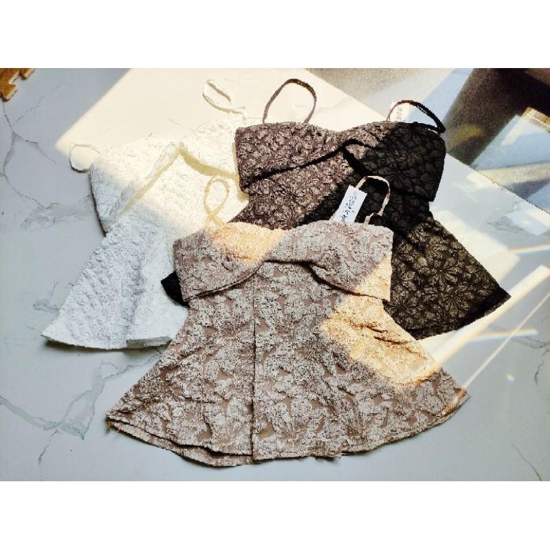 Áo peplum 2 dây nơ to xoắn ngực